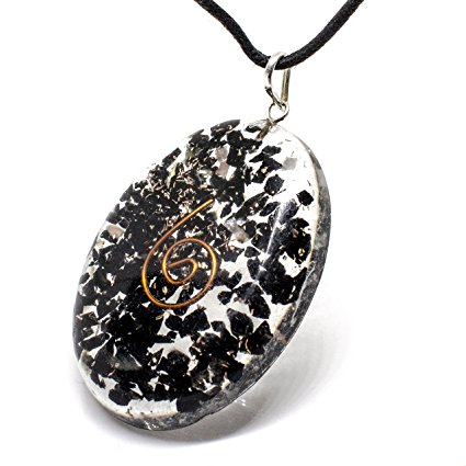 Piezo Electric Large Orgonite Necklace with Bionized Black Tourmaline Crystals – Tested Cho Ku Rei Reiki Charged - Cell Phone Radiation Shield and EMF Protection Device –Negative Energy Transformer