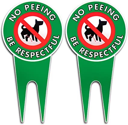 Signs Authority Two No Peeing Dog Signs | Stop Dogs from Peeing On Your Lawn | Sign Politely Reads: No Peeing Be Respectful | Protect Your Property (No Peeing Bundle of 2)