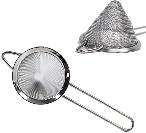Huji Stainless Steel Fine Mesh Conical Strainer Colander Sieve Sifter with Handle for Kitchen Food Rice Pasta (3")