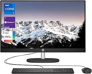 HP Newest Business 27" 13th i7-1355U All in One Desktop Computer, FHD Display (1920 x 1080), 64GB RAM, 2TB SSD, IR Camera, HDMI, RJ-45, Wi-Fi 6, Wired KB & Mouse, Windows 11 Pro, Black