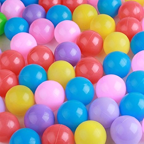 Babrit Pack of 100 Phthalate Free BPA Free Crush Proof Plastic Ball Ocean Balls Pit Balls - 6 Bright Colors