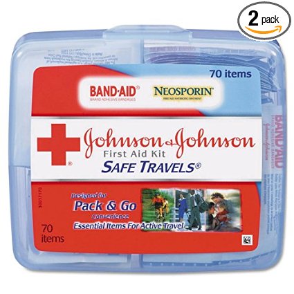Johnson & Johnson Red Cross Save Travels First Aid Kit, 70 items, (Pack of 2)