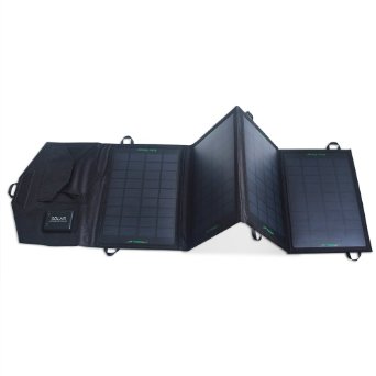 Solar Charger: KINGSOLAR™ 14W Foldable Solar Panel Portable Solar Charger Dual-Port Solar Charger(Black)