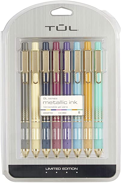 TUL Limited Edition Metallic Brights Retractable Gel Pens Medium Point 0.8 mm Assorted Barrel Colors