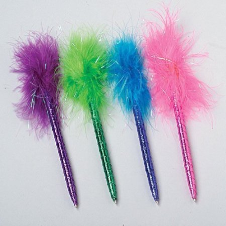 Feather Pens (1 Dozen, Assorted colors)