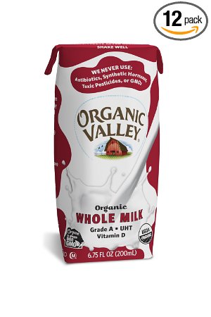 Organic Valley, Organic Plain Whole Milk, 6.75 oz (Pack of 12)