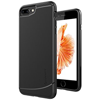 iPhone 7 Plus Case, LUVVITT [Sleek Armor] Slim Shock Absorbing Flexible Back Cover TPU Rubber Case for Apple iPhone 7 Plus - Black