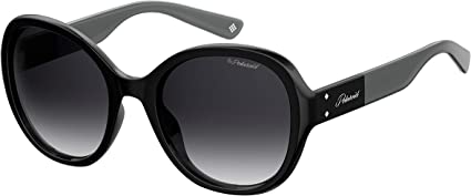 Polaroid Sunglasses Women's PLD4073/S Oval Sunglasses, Black/Polarized Gray, 55mm, 21mm