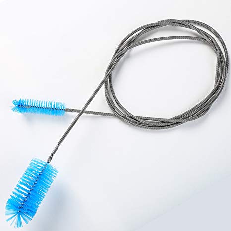 Long Tube Cleaning Brush Flexible Double Ended Bristles Hose Pipe Cleaner Stainless Steel Aquarium Filter Brush for Fish Tank or Home Kitchen,61 inch Length