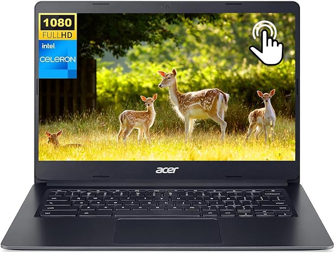 acer 2023 Newest Chromebook 314 Touchscreen Laptop, 14" Full HD IPS Touch, Intel Celeron Dual-core Processor, 4GB RAM, 64GB eMMC, Intel UHD Graphics, 12.5H Use, Light & Slim, Wi-Fi, Chrome OS, Black