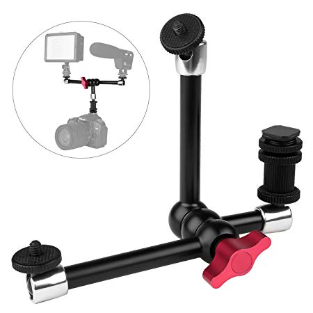pangshi Magic Arm, 3 Arms Adjustable Articulating Friction Arm Camera Bracket Compatible with DSLR Camera Rig LED Monitor LED Video Light Flash Light Microphone Cameras Camcorders, Max Load 22lbs/10kg