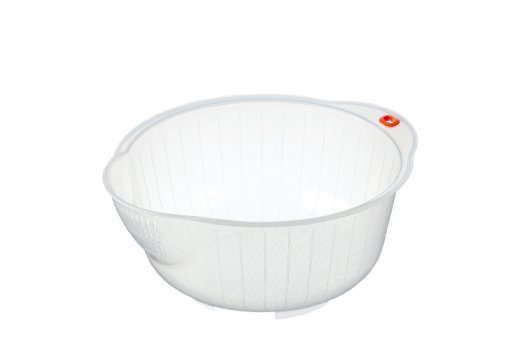 Inomata Japanese Rice Washing Bowl with Strainer, 2.5-Quart Capacity