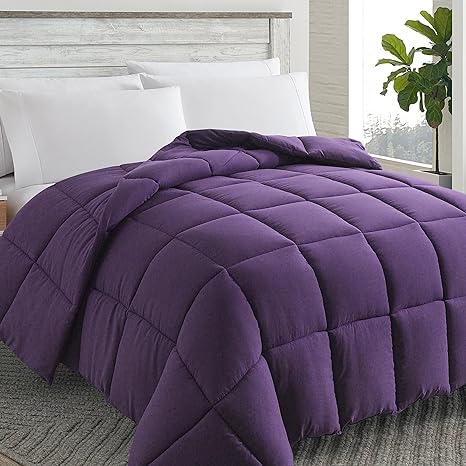 Cosybay Down Alternative Comforter (Purple, King) - All Season Soft Quilted King Size Bed Comforter - Duvet Insert with Corner Tabs -Winter Summer Warm Fluffy, 102x90 inches