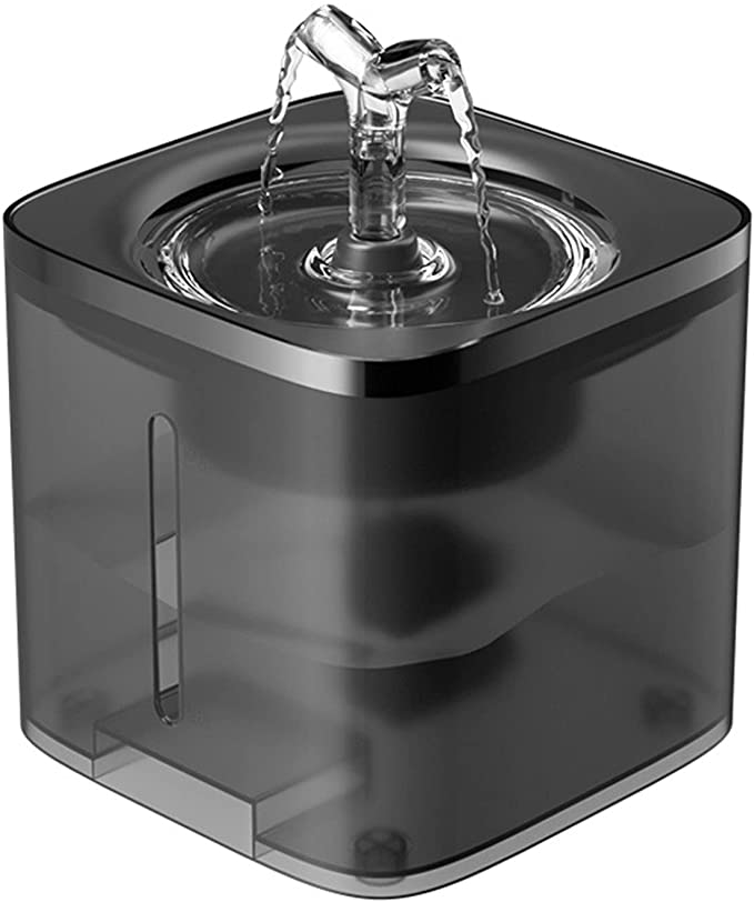 Cat Water Fountain 68oz/ 2L Automatic Filter Fountain Gray Transparent Frosted for Cats Dogs ​Pet Drinking Fountain with 3 Filter Replacements