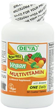 Deva Vegan Vitamins Daily Multivitamin Iron Free Tablets, 90 Count
