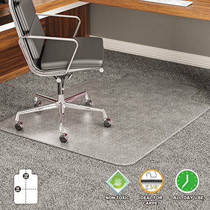 FRUITEAM 34" x 43" Office Chair Mat for Carpeted Floors, Transparent Studded Desk Chair Mat with Lip for Low and Medium Pile Carpet, BPA and Phthalate Free