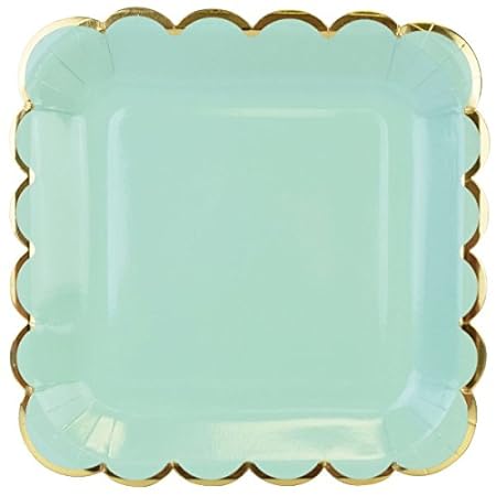 Surplus Party Plates for Birthday Parties 20 Disposable Plates Pure and Safe (7 in, Square Shape Green)