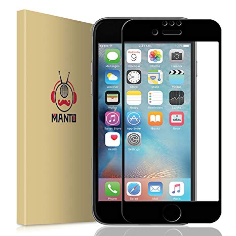 MANTO iPhone 8 7 6s 6 Screen Protector Full Coverage Tempered Glass Screen Protector Film Edge to Edge Protection for Apple iPhone 8 7 6s 6 4.7 Inch Black