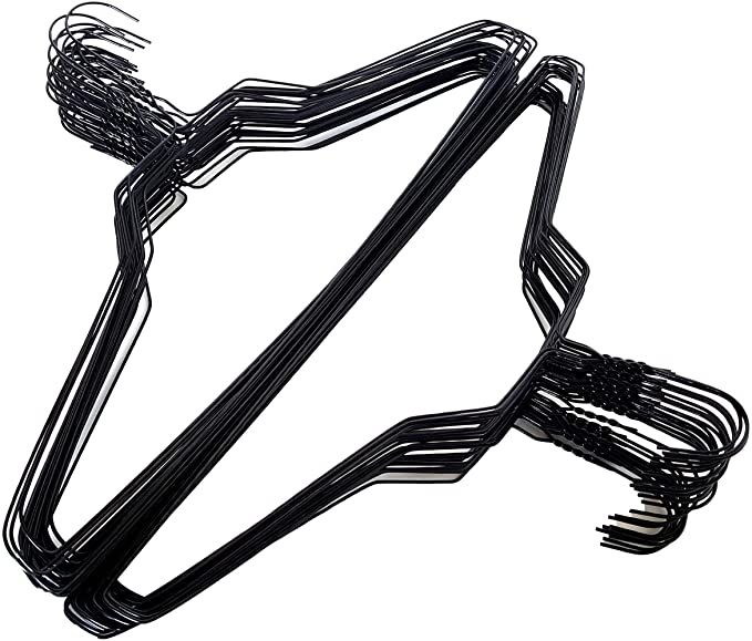 Homeneeds Inc 50 Black Wire Hangers 18" Standard Clothes Hangers (50, Black)