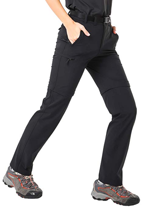 MIER Women's Water-Resistant Convertible Cargo Pants Quick Dry Zip Off Hiking Pants, Lightweight & Stretch, 6 Pockets