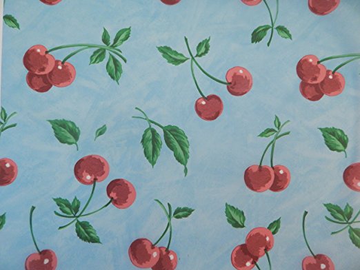 Con-tact Shelf Liner Light Tack Adhesive Shelf and Drawer Liner 12 inches by 30 feet Cherries on Blue
