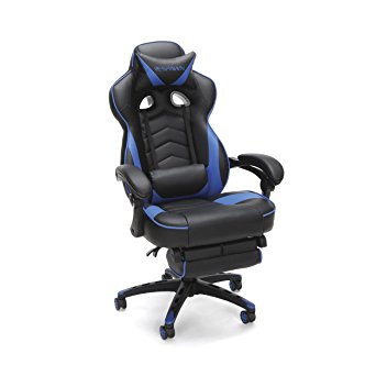 RESPAWN-110 Racing Style Gaming Chair - Reclining Ergonomic Leather Chair with Footrest, Office or Gaming Chair (RSP-110-BLU)