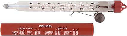 Taylor Precision Products Classic Line Candy/Deep Fry Paddle Thermometer, Red, 12" Length, 5878NCAN