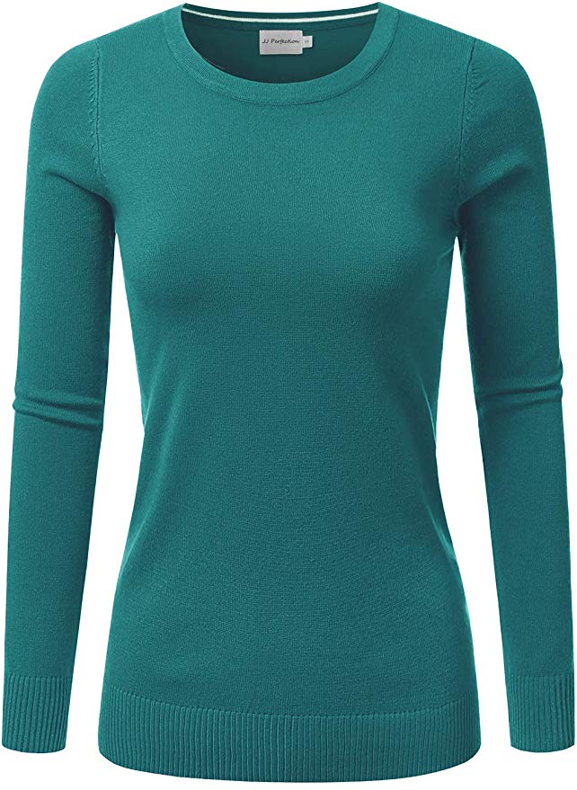 JJ Perfection Women's Simple V-Neck Pullover Soft Knit Sweater
