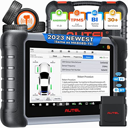 Autel MaxiCheck MX808S-TS: 2023 Android 11 TPMS Programming Relearn Tool, Full Bidirectional Scanner, US Proven Ver. of MaxiCOM MK808S-TS MX808TS MK808TS MK808BT MK808S MK808, 30  Reset, FCA AutoAuth