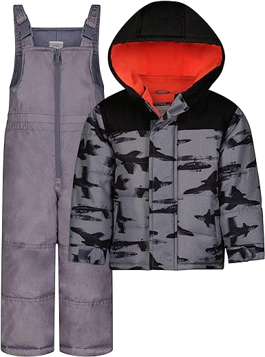 Carter's baby-boys Water Resistant Two-piece Winter Snowsuit - Includes Snowsuit   Hooded, Fleece Lined Jacket