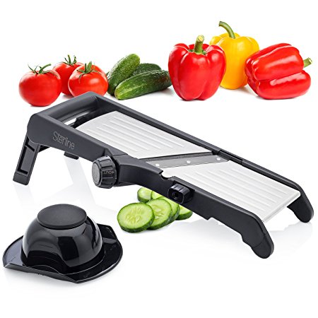 Sterline Adjustable Stainless Steel Mandoline Slicer and Waffle Fry Cutter, Countertop Vegetable Slicer, Potato Slicer, Manual Food Slicer, French Fry Cutter, Mandolin Julienne Blade, BPA Free