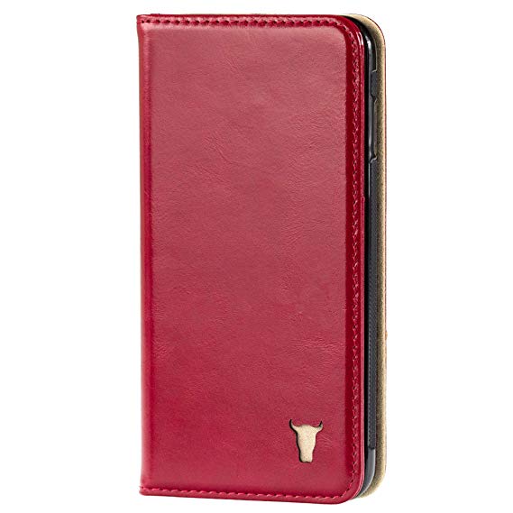 iPhone 6S Case, Premium Leather case / cover with Stand function by TORRO ( Red leather with Cream suede for iPhone 6 / 6S)