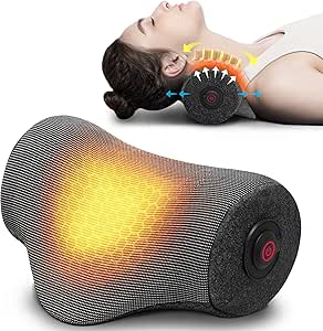 Nekteck Wireless Neck Stretcher for Pain Relief, 5s Heated Cervical Traction Device with No Smell Magnetic Therapy Case, Portable Shoulder Relaxer Pillow for TMJ Migraine, Spine Alignment