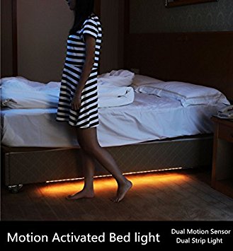Amagle Led Motion Activated Night Light, Flexible LED Strip Sensor Automatic Bed Light for Bedroom (Dual Sensor)