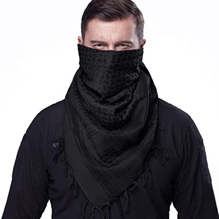 FREE SOLDIER 100% Cotton Scarf Military Shemagh Tactical Desert Keffiyeh Head Neck Scarf Arab Wrap with Tassel 43x43 inches