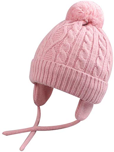 Baby Winter Beanie Girls Boys Warm Knit Hats Toddler Fleece Lining Earflaps Cap for Kid 6M-4T