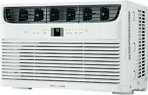 Frigidaire 6,000 BTU Window Air Conditioner & Dehumidifier, 115V, Cools up to 250 Sq. Ft. for Apartment, Dorm Room & Small/Medium Rooms, with Remote Control, Programmable Timer, and Sleep Mode, White