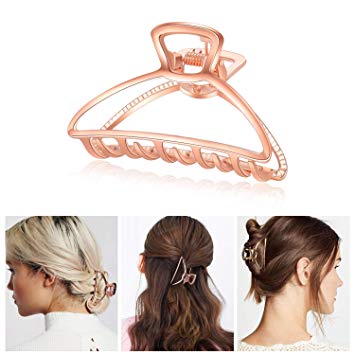 Hair Clips Claw Metal for Women Girls Large Vintage Hair Clamp Open Shape Hair Accessories Styling Decorative Cute Hair Barrettes Jaw Clips Crab Strong Grip Half Bun Hairpins for Thick Hair Rose-gold