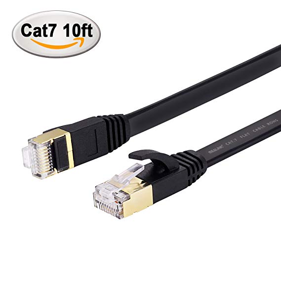 MEALINK Cat 7 Ethernet Cable 10 ft Fastest Shield (FTP) LAN Cable with Gold Plated Connectors Patch Cord-10 ft Black (3 Meters)