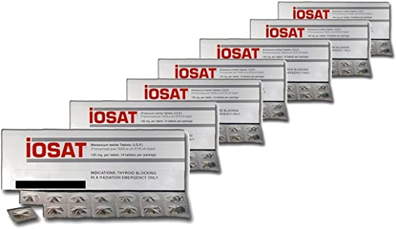 IOSAT Potassium Iodide Tablets, 130 Mg (14 Tablets Each) - Sept 2024 Expiration - 10 Packs - 24.2 ounces