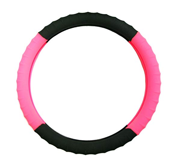 Silicone Pink Black Steering Wheel Cover With Negative Ion Technology Best Ergonomic Grip! NEW Limited Edition