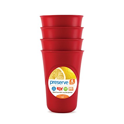 Preserve Everyday 16 Ounce Cups, Set of 4, Pepper Red