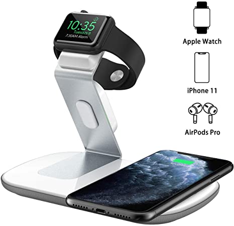 Seneo Dual 2 in 1 Wireless Charger, Apple Watch Charging Stand, Nightstand Mode for iWatch Series 5/4/3/2,7.5W Fast Charging for iPhone 11/11 Pro Max/XR/XS Max/Xs/X/8/8P/Airpods Pro/2(No iWatch Cable)