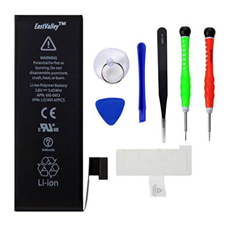 iPhone 5 Battery Replacement : New Zero Cycle 3.8V 1440 mAh Li-ion Replacement Battery for iPhone 5 with Tools and Instructions