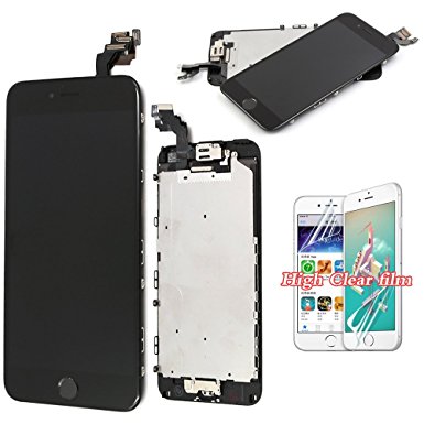 LCD For iPhone 6 Plus Screen Replacement - Black Full Replacement Touch Digitizer with Home Button   Sensor Front Camera Frame Housing Assembly Panel Recyco