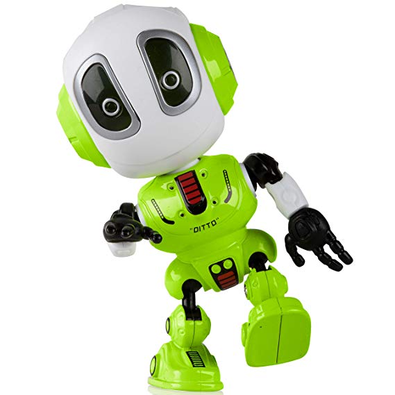 USA Toyz Talking Robot Kids Toys - “DITTO” Talking Robot Toy with Metal Mini Robot Body and 11 Posable Robot Toy Joints Repeats Your Voice   Sounds (Green)