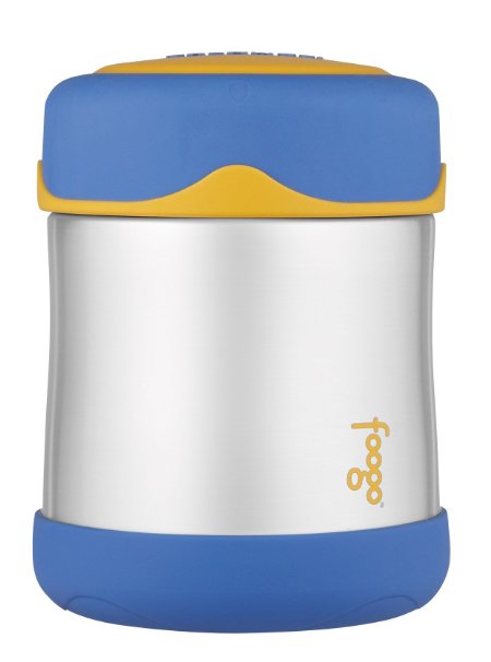 THERMOS FOOGO Vacuum Insulated Stainless Steel 10-Ounce Food Jar, Blue/Yellow