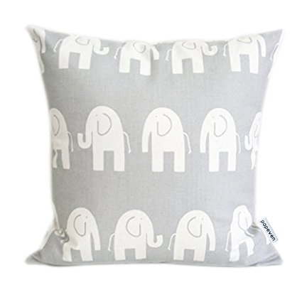 Popeven Elephant Pillow Covers Grey Home Decorative Cushion Cover 18x18" Elephant Throw Pillow Cover for Couch