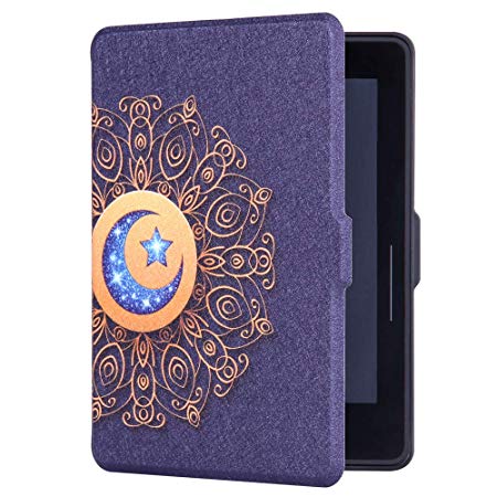 Huasiru Painting Case for Amazon Kindle Voyage Cover with Auto Sleep/Wake, Star and Moon Totem