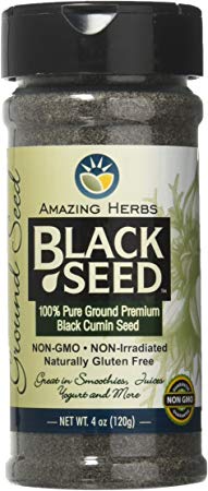 Amazing Herbs Black Ground Seed Jar, 4 Fluid Ounce